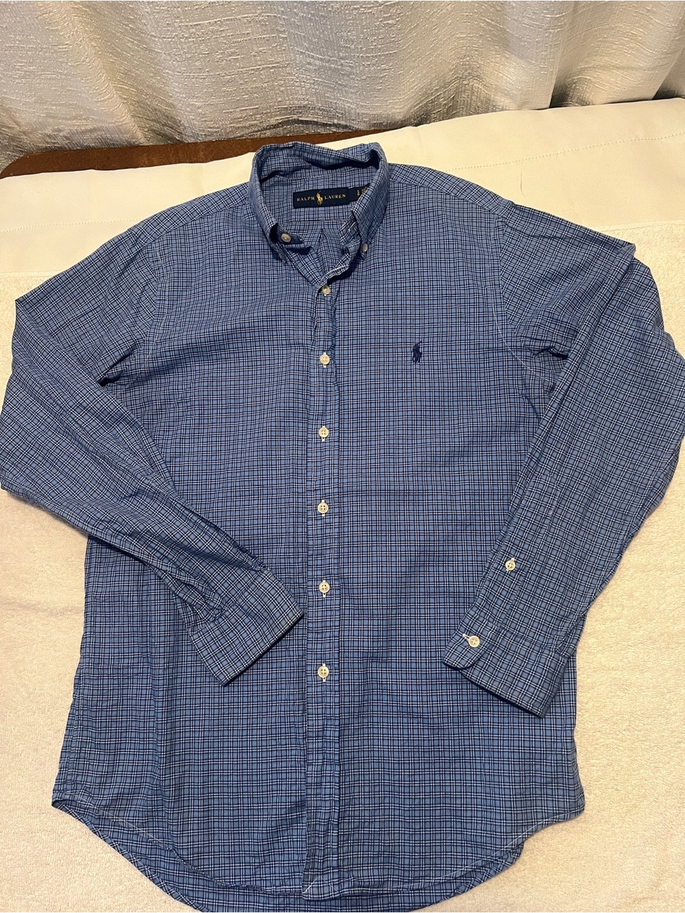 Ralph Lauren Men's Blue Checked Button-Down Shirt SIZE SMALL